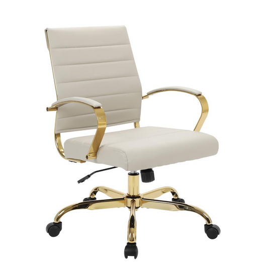 Benmar Home Leather Office Chair With Gold Frame