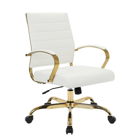 LeisureMod Benmar Home Leather Office Chair With Gold Frame BOG19WL