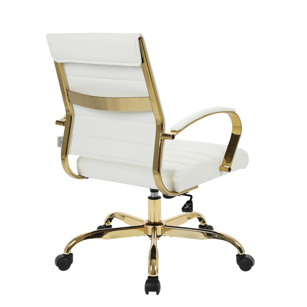 LeisureMod Benmar Home Leather Office Chair With Gold Frame BOG19WL