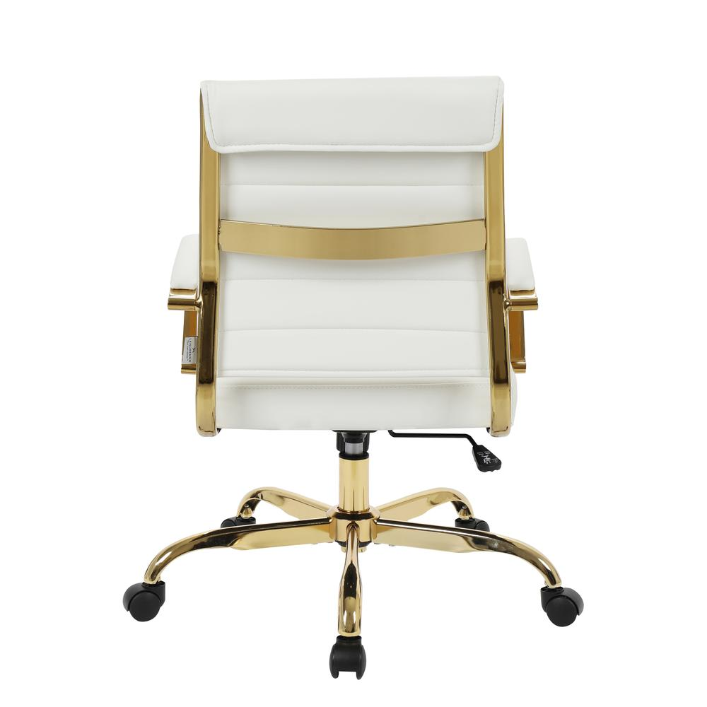 LeisureMod Benmar Home Leather Office Chair With Gold Frame BOG19WL