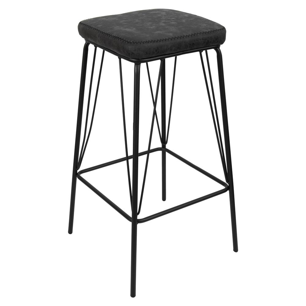 Millard Leather Bar Stool With Metal Frame