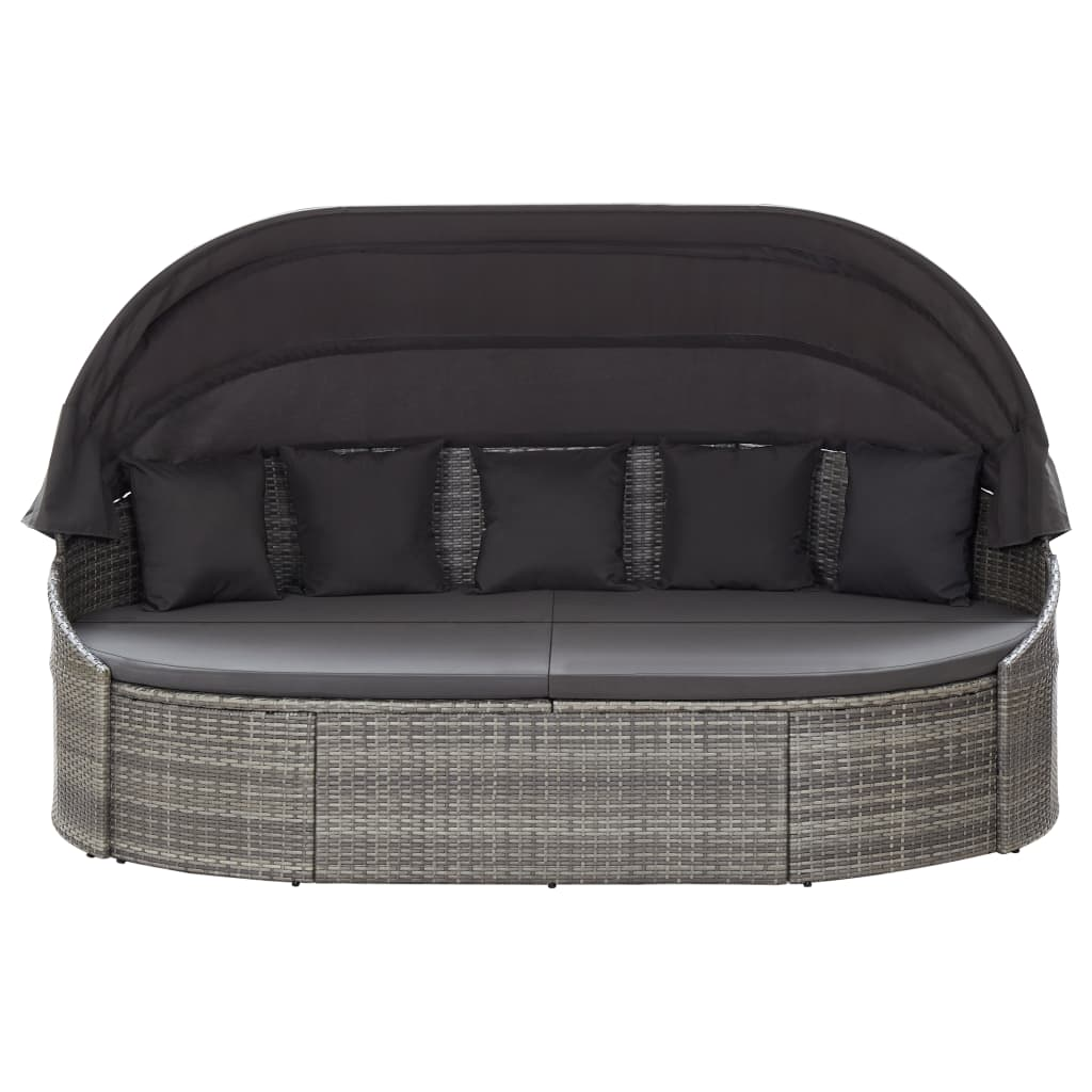 Hugo Patio Lounge Bed with Canopy Poly Rattan Gray