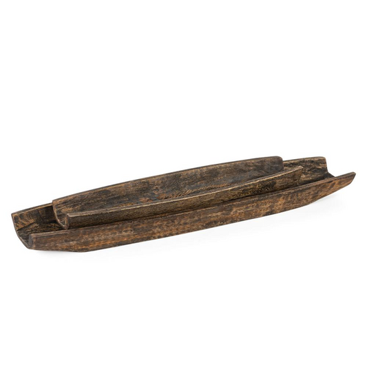 Colbie Wood Boat Trays, Set of 2