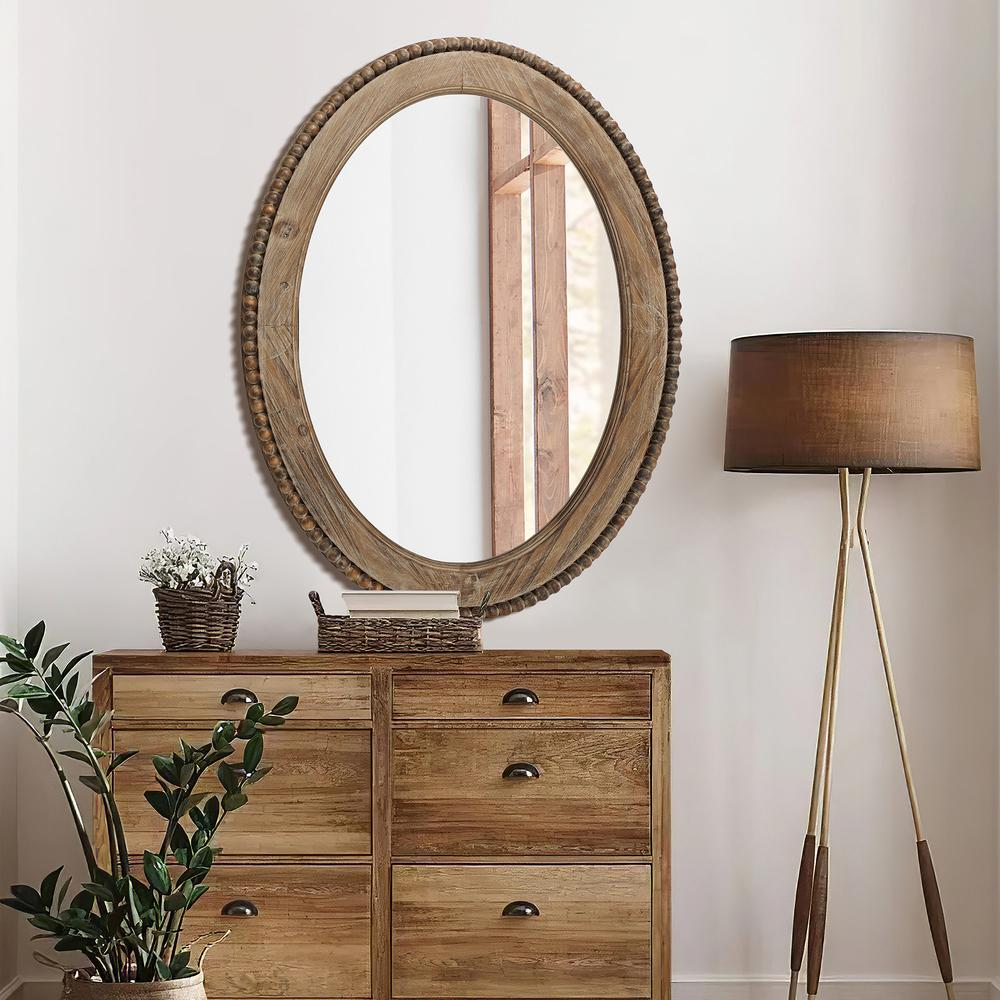 Cameo Wood Framed 32-Inch Oval Wall Mirror