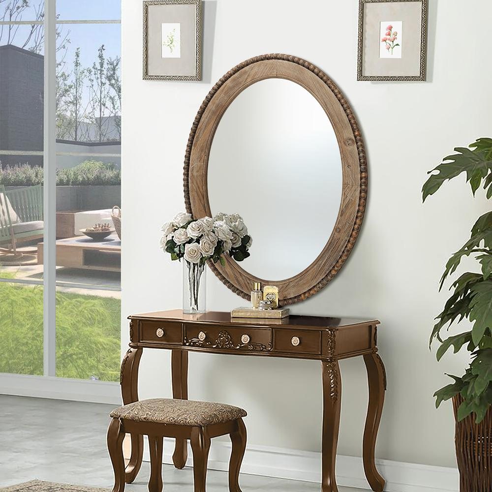 Cameo Wood Framed 32-Inch Oval Wall Mirror