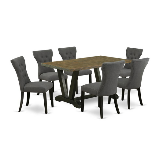 East West Furniture V676Ga650-7 - 7-Piece Dining Room Set - 6 Upholstered Dining Chairs and a Rectangular Table Hardwood Structure