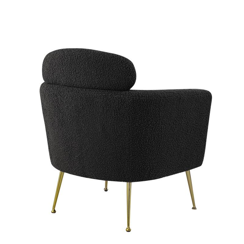 Accent chair with black vegan (faux) fur and gold chrome legs