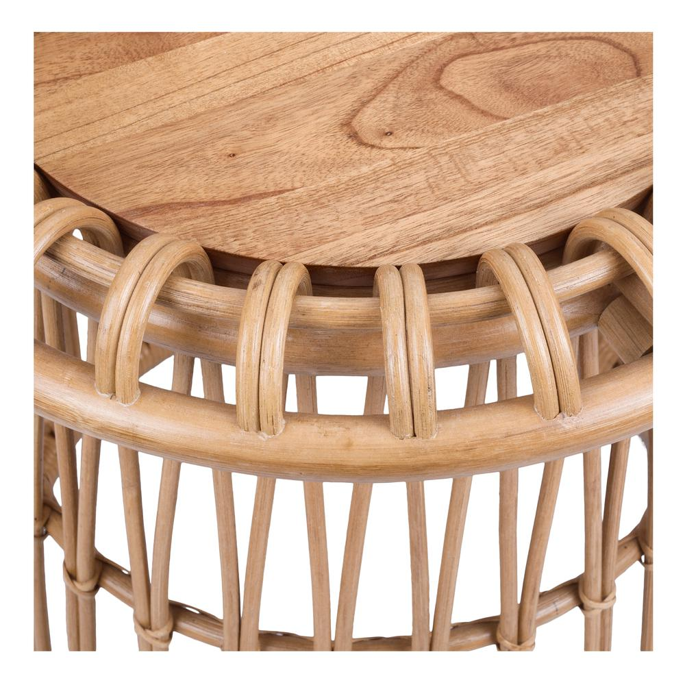 Galia Rattan Round Side/ End Table w/ Wood Top