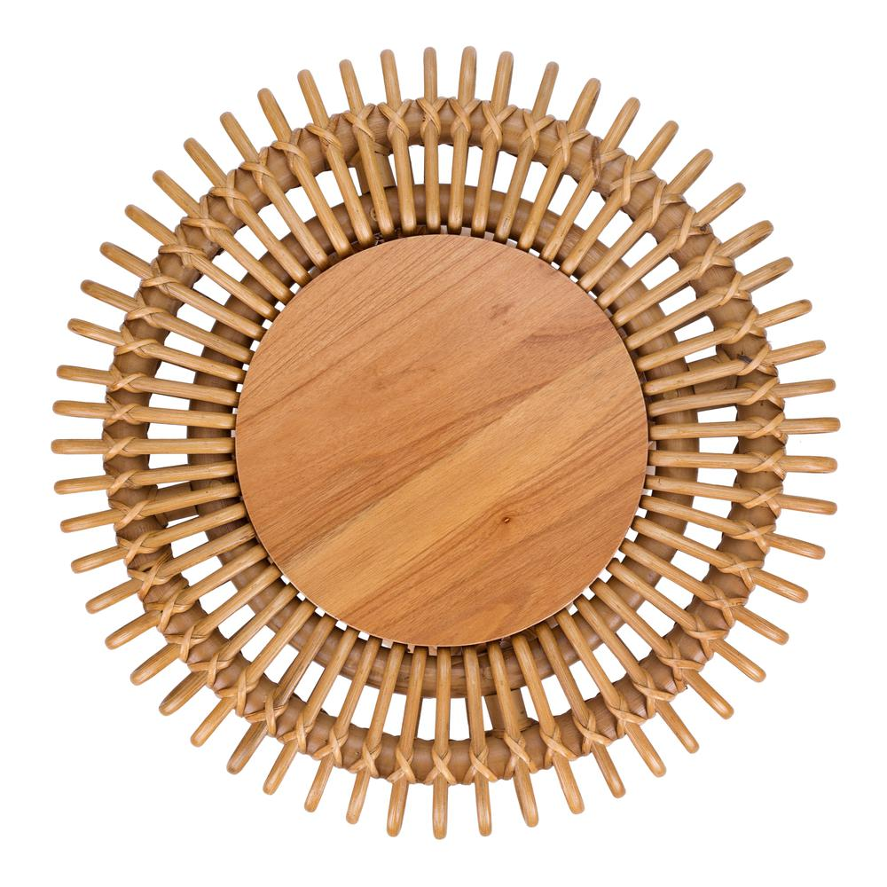 Alani Rattan Round Side/ End Table w/ Wood Top