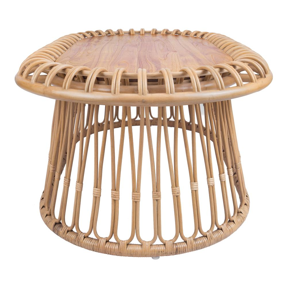 Galia Rattan Oval Coffee Table w/ Wood Top