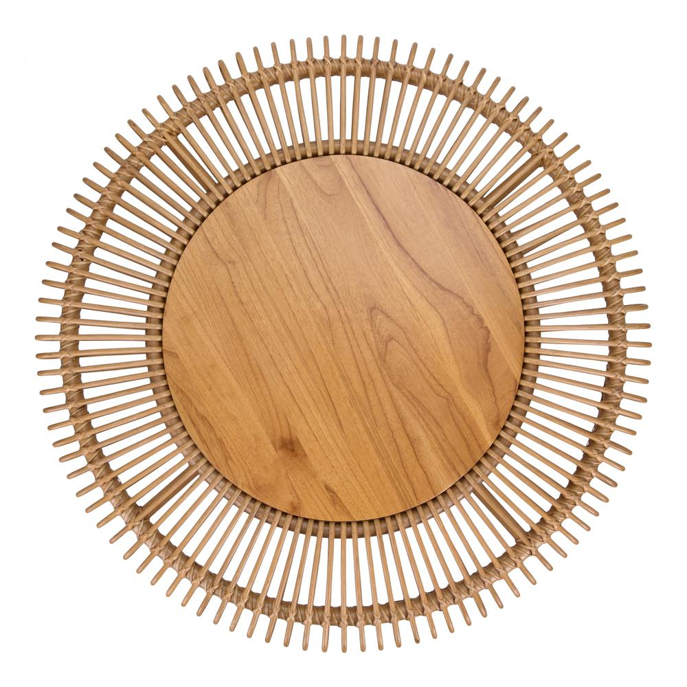 Alani Rattan Round Coffee Table w/ Wood Top