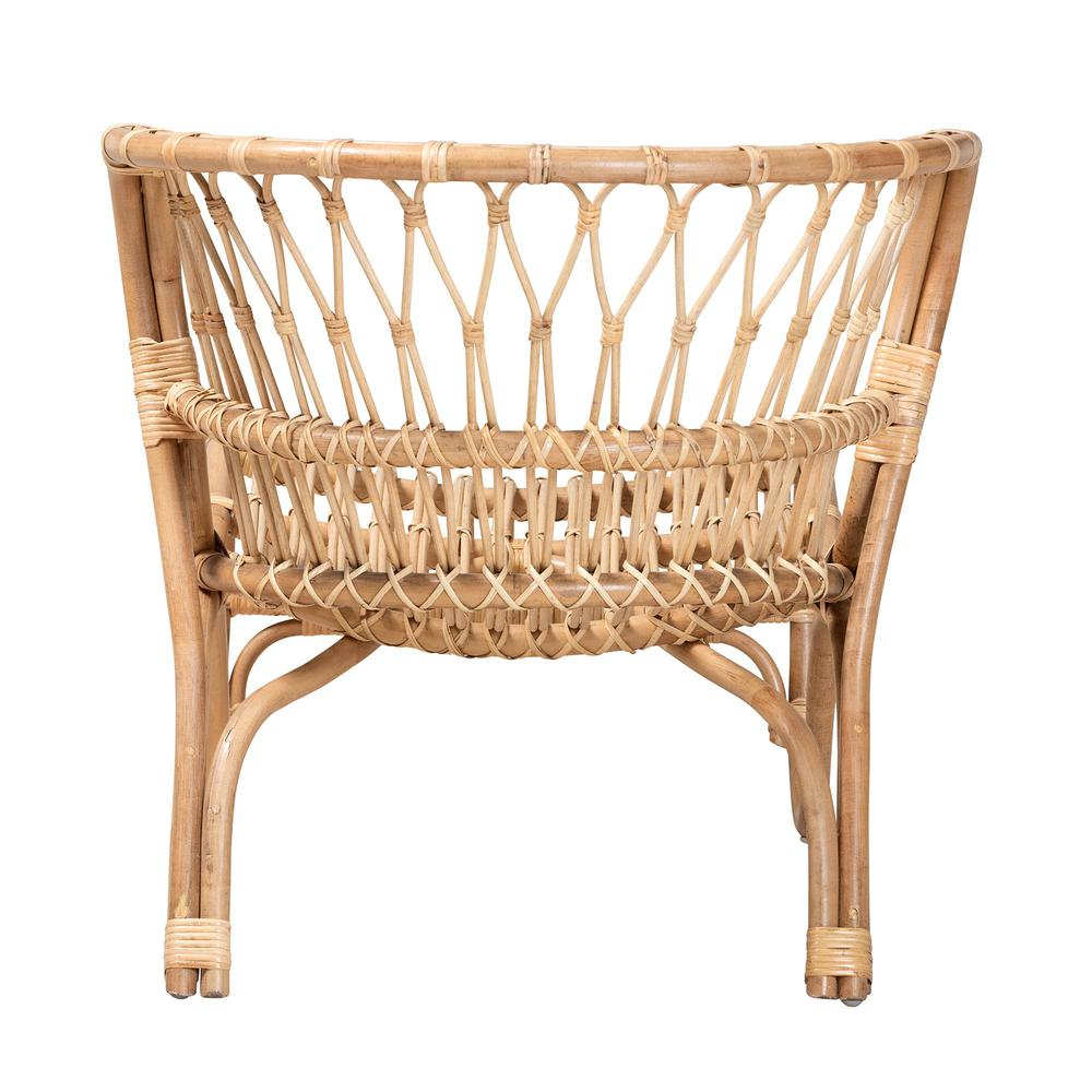 bali & pari Alaya Modern Bohemian Natural Brown Rattan Accent Chair