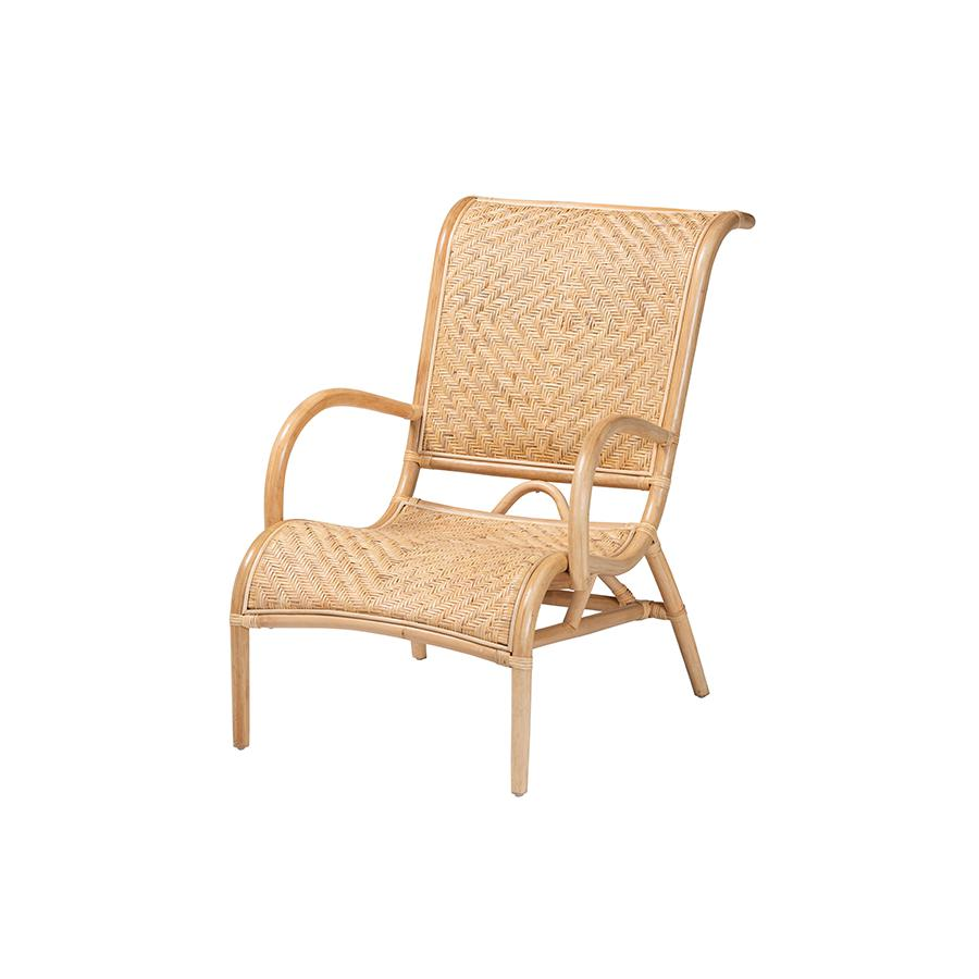 bali & pari Madura Modern Bohemian Natural Brown Rattan Lounge Chair