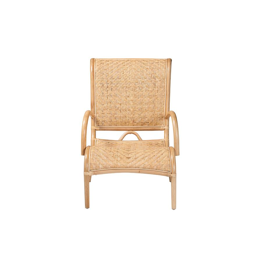 bali & pari Madura Modern Bohemian Natural Brown Rattan Lounge Chair