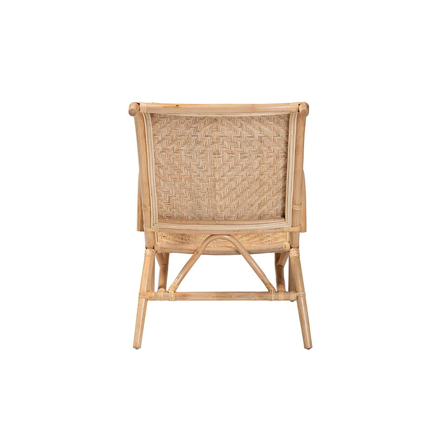 bali & pari Madura Modern Bohemian Natural Brown Rattan Lounge Chair