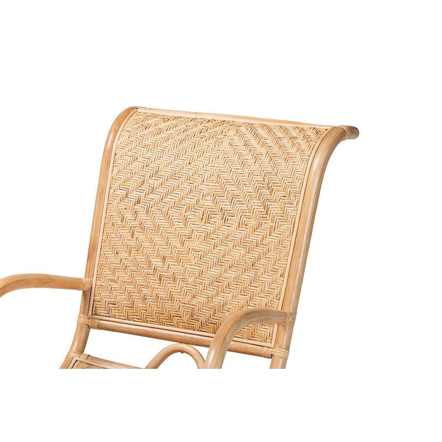 bali & pari Madura Modern Bohemian Natural Brown Rattan Lounge Chair