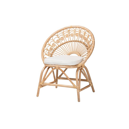 bali & pari Abriella Modern Bohemian Natural Brown Rattan Peacock Accent Chair