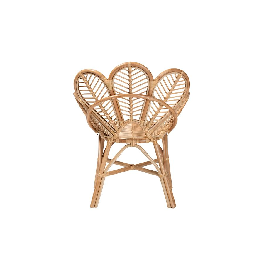 bali & pari Eliava Modern Bohemian Natural Rattan Flower Accent Chair