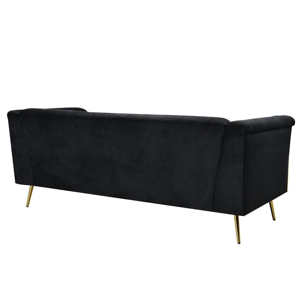 Ninian Black Velvet with Gold Accent Sofa