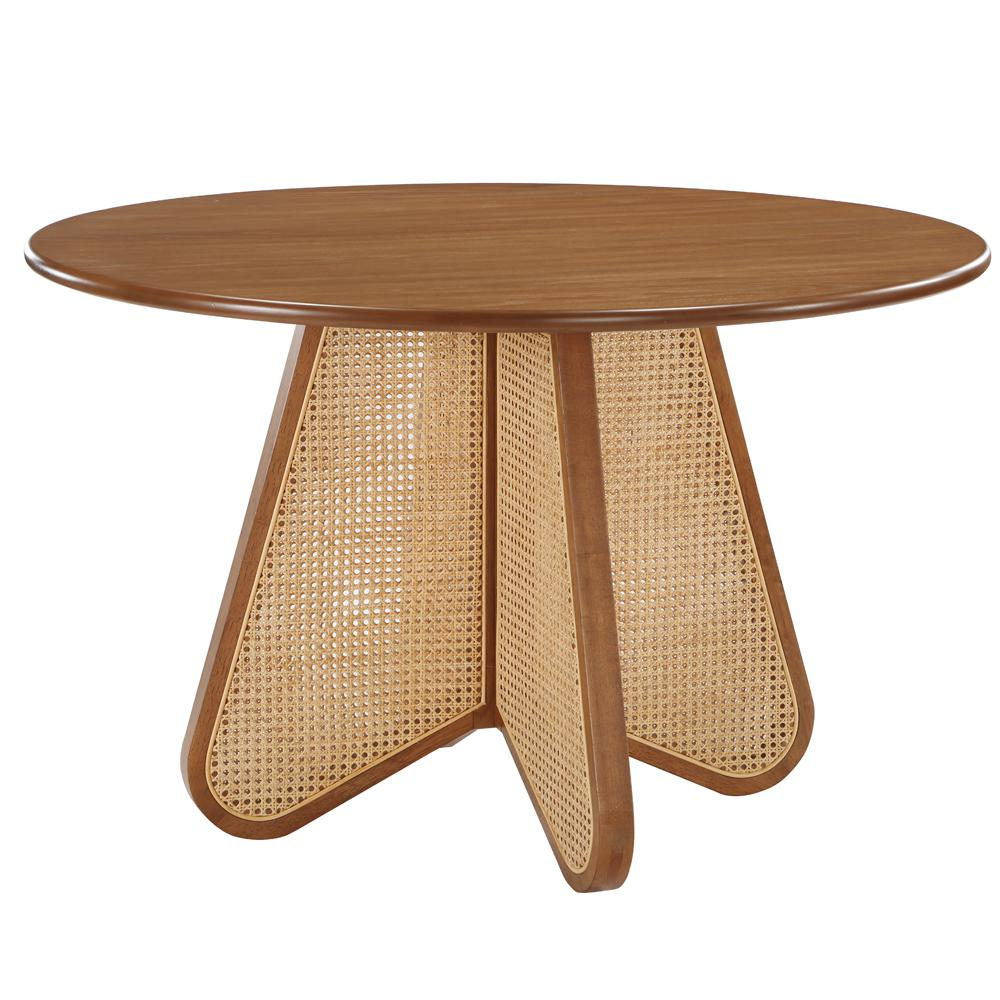 Kassy Cream with Walnut Rattan Dining Table