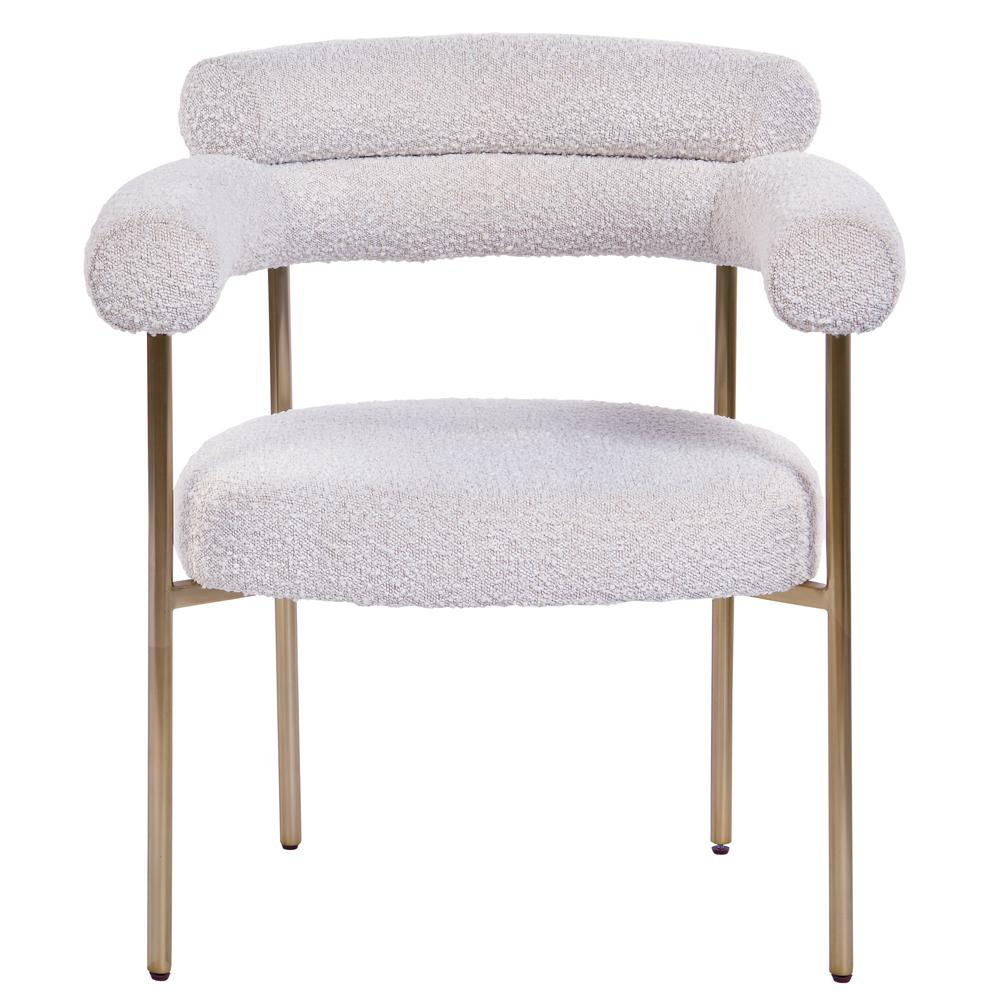 Beren Cream Boucle Fabric Dining Chair with Gold Leg, Set of 2