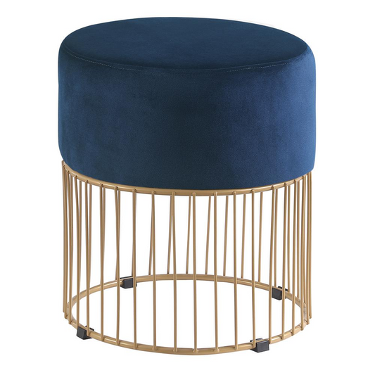 Jerold Blue Velvet with Gold Base Ottoman