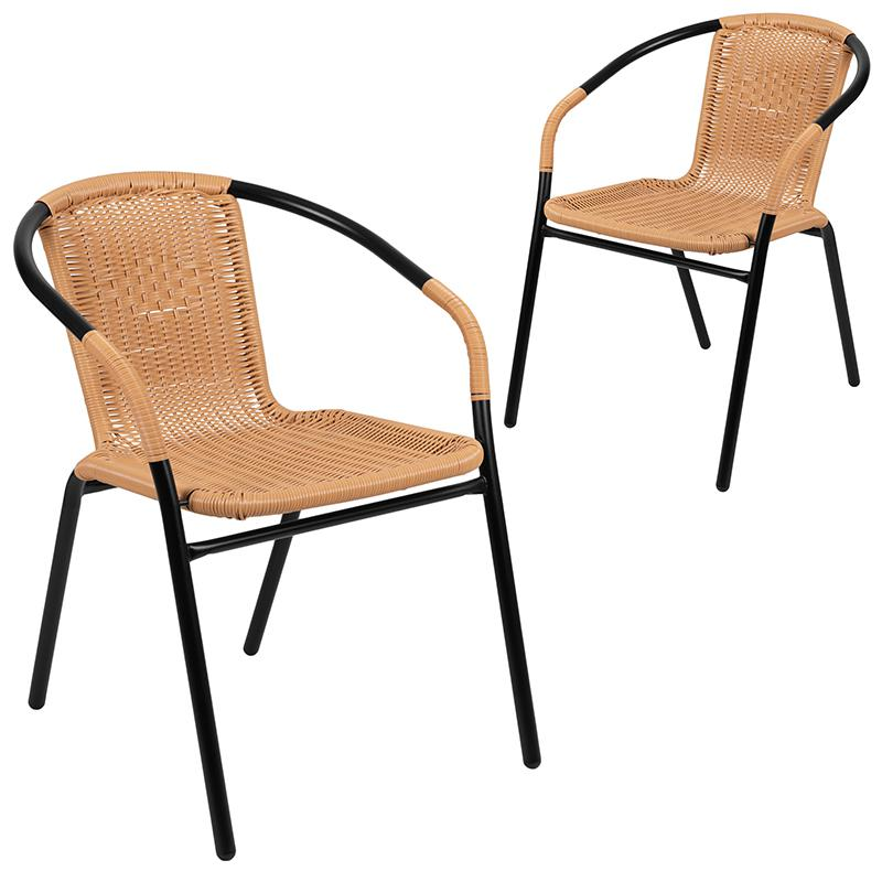 Pax 2 Pack Beige Rattan Outdoor Chair