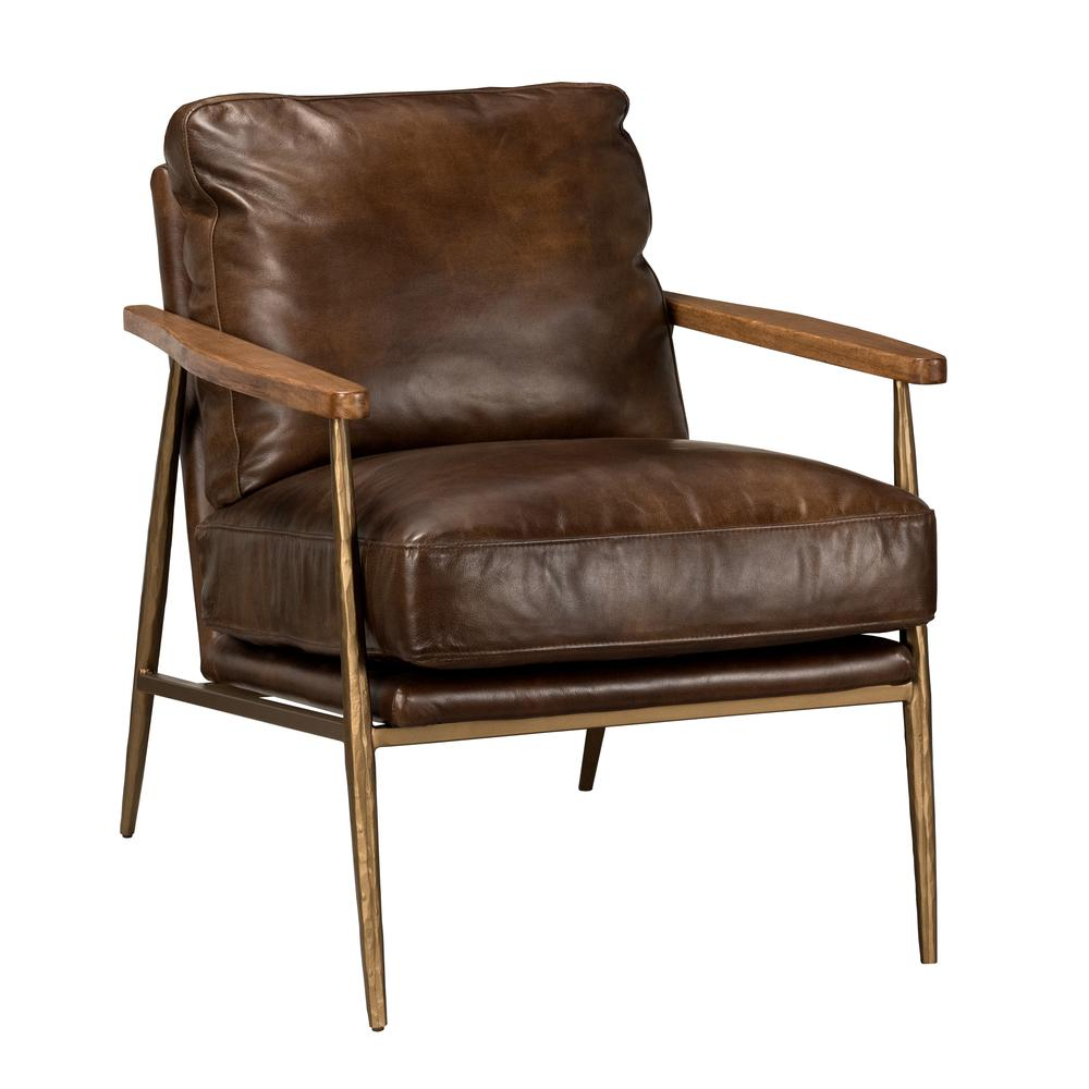 Arnold Leather Club Chair Antique Brown by Kosas Home