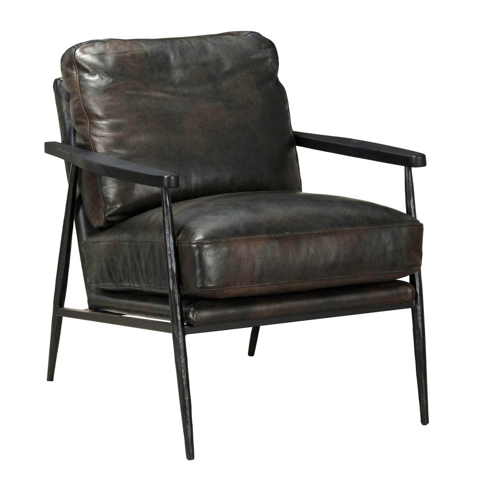 Arnold Leather Club Chair Black by Kosas Home