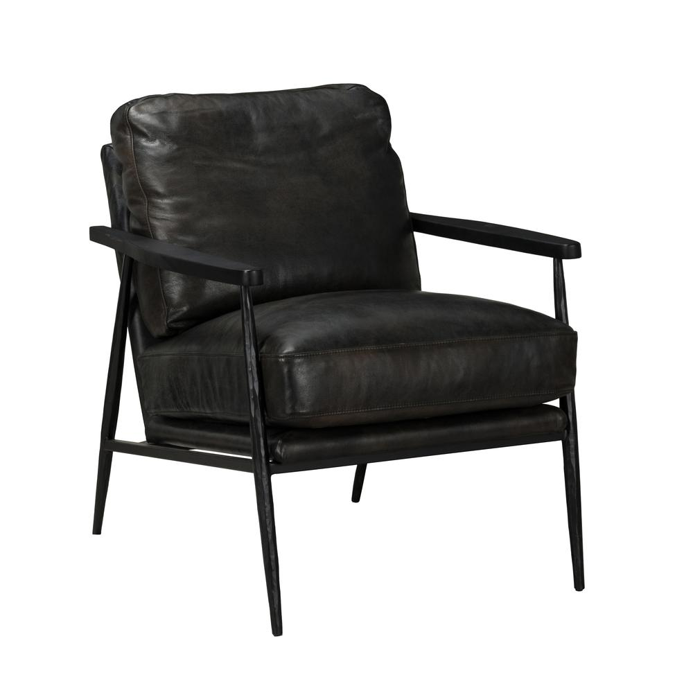 Arnold Leather Club Chair Black by Kosas Home