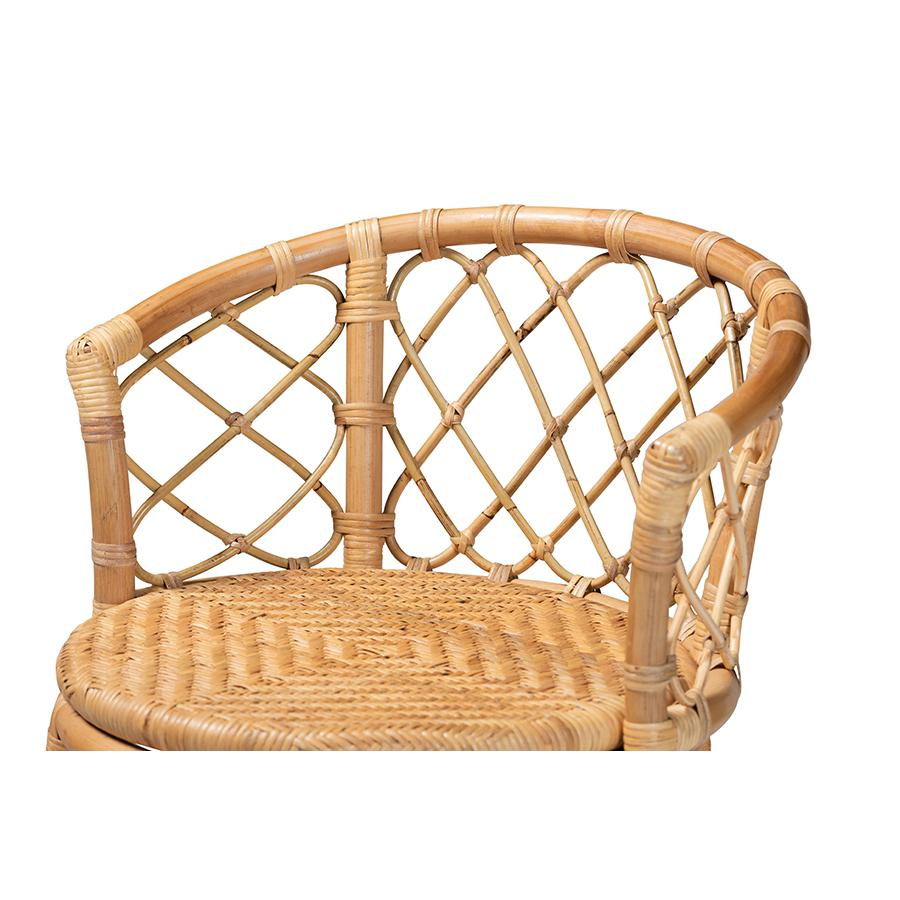 bali & pari Orchard Modern Bohemian Natural Brown Rattan Bar Stool