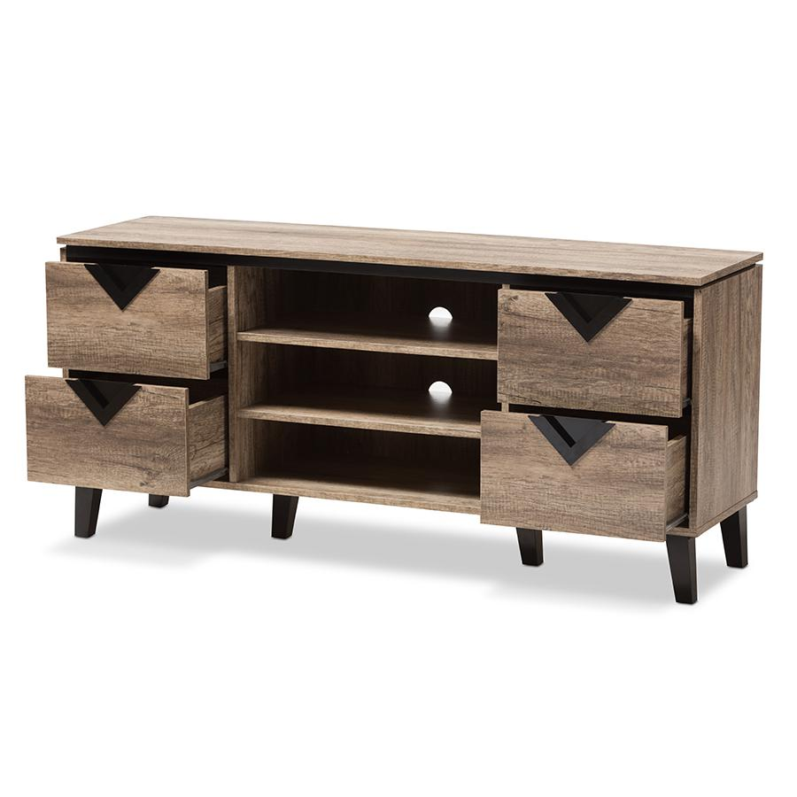 Baxton Studio Beacon Modern and Contemporary Light Brown Wood 55-Inch TV Stand