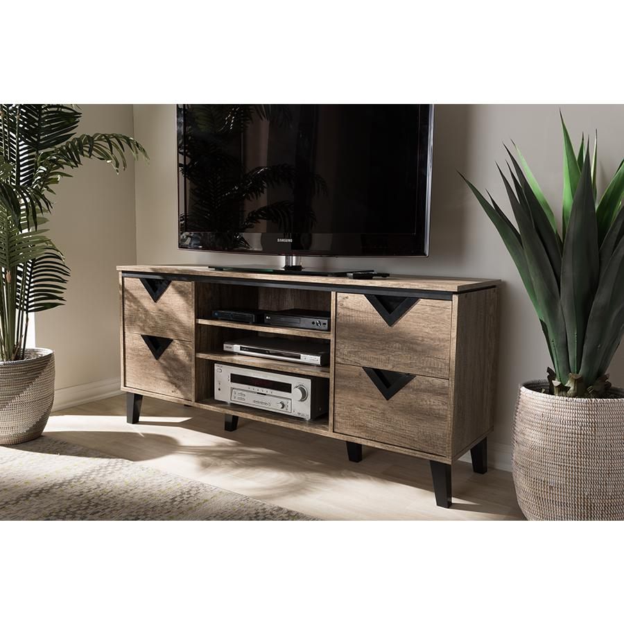 Baxton Studio Beacon Modern and Contemporary Light Brown Wood 55-Inch TV Stand