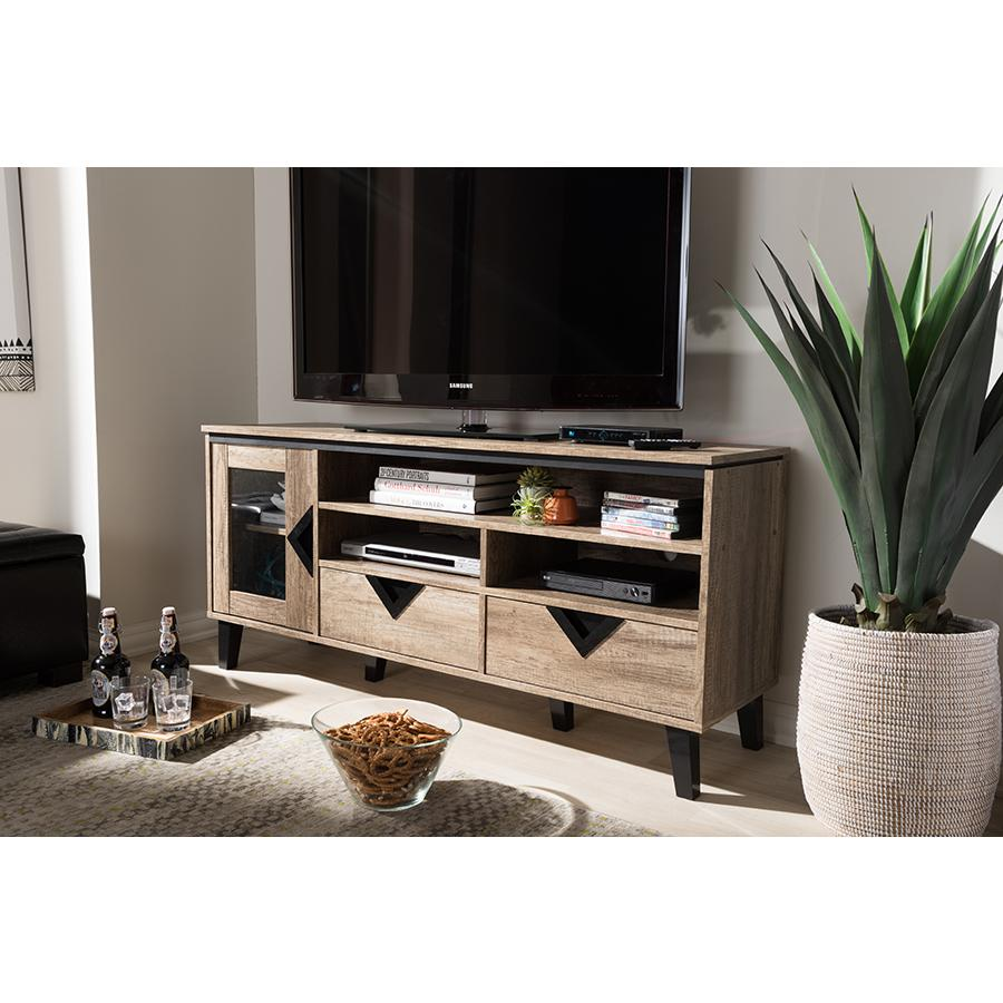 Baxton Studio Cardiff Modern and Contemporary Light Brown Wood 55-Inch TV Stand