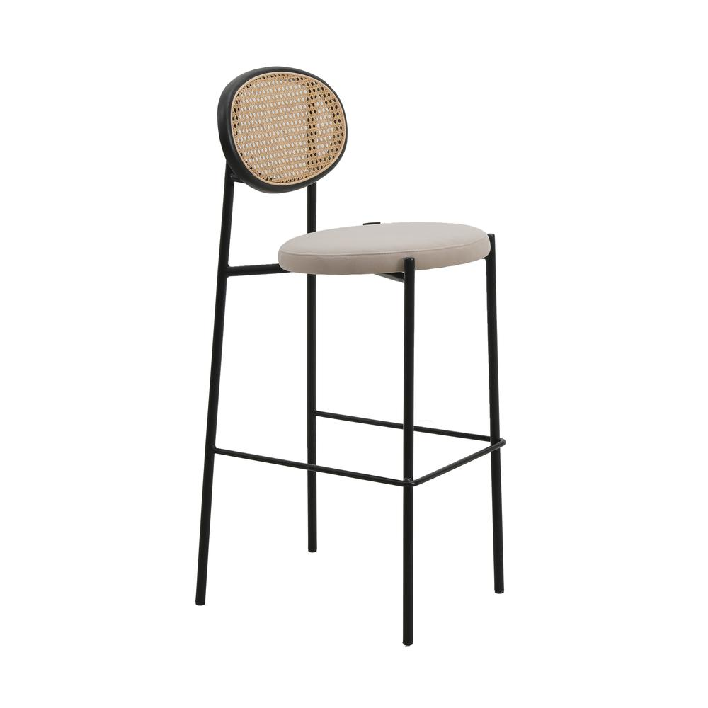 Modern Wicker Bar Stool With Black Steel Frame, Set of 2