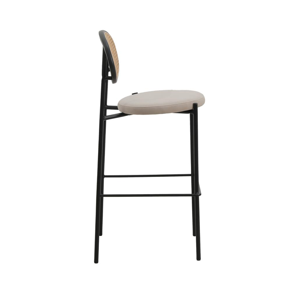 Modern Wicker Bar Stool With Black Steel Frame, Set of 2