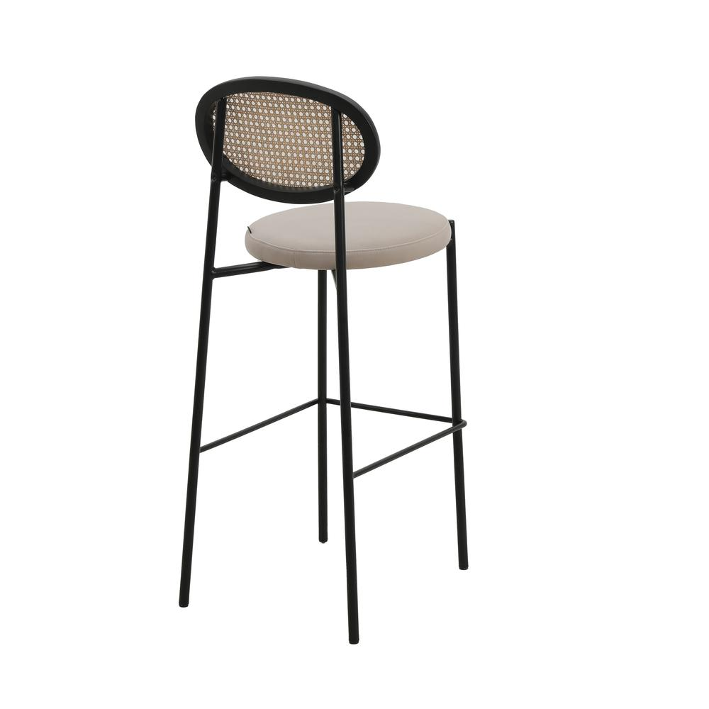 Modern Wicker Bar Stool With Black Steel Frame, Set of 2