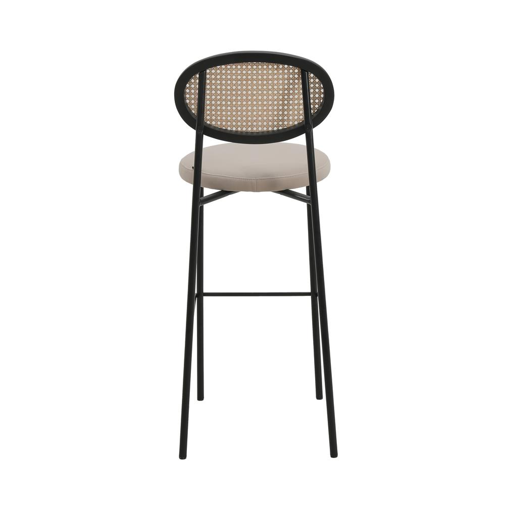 Modern Wicker Bar Stool With Black Steel Frame, Set of 2