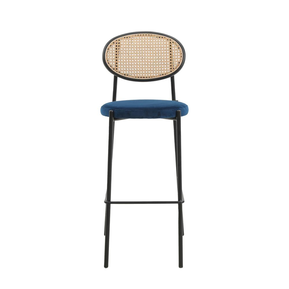 Euston Modern Wicker Bar Stool With Black Steel Frame, Set of 2