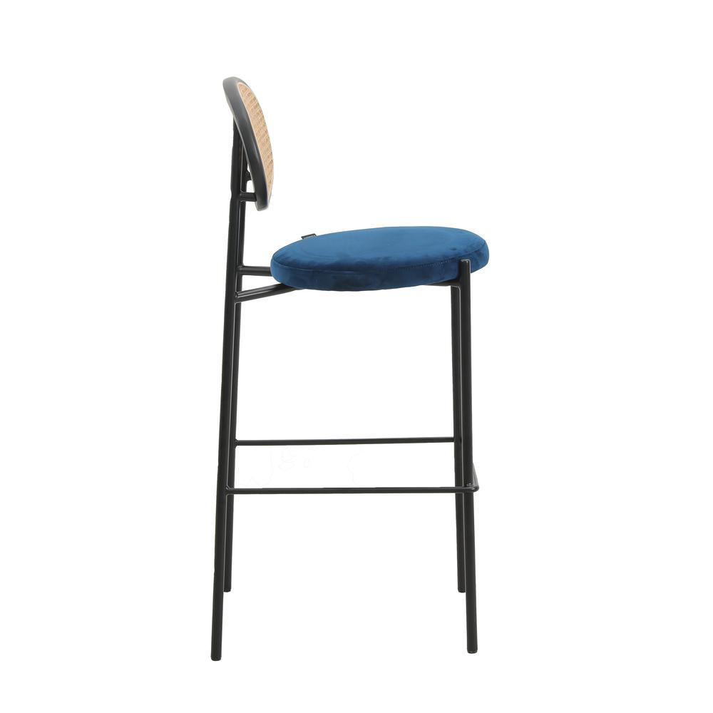 Euston Modern Wicker Bar Stool With Black Steel Frame, Set of 2