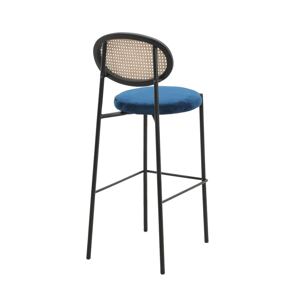 Euston Modern Wicker Bar Stool With Black Steel Frame, Set of 2