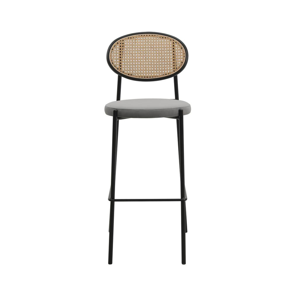 Euston Modern Wicker Bar Stool With Black Steel Frame, Set of 2