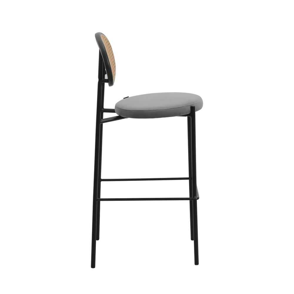 Euston Modern Wicker Bar Stool With Black Steel Frame, Set of 2