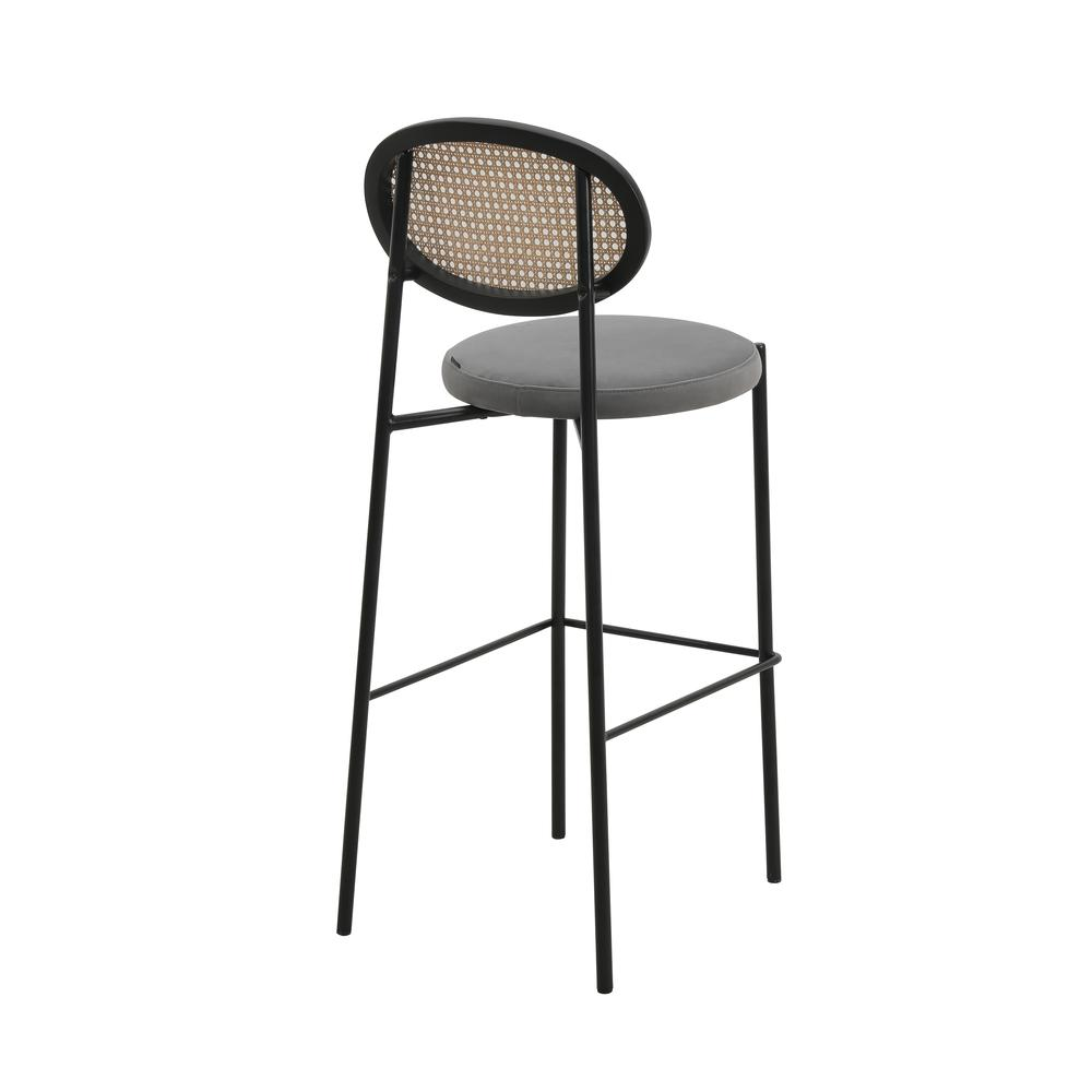 Euston Modern Wicker Bar Stool With Black Steel Frame, Set of 2