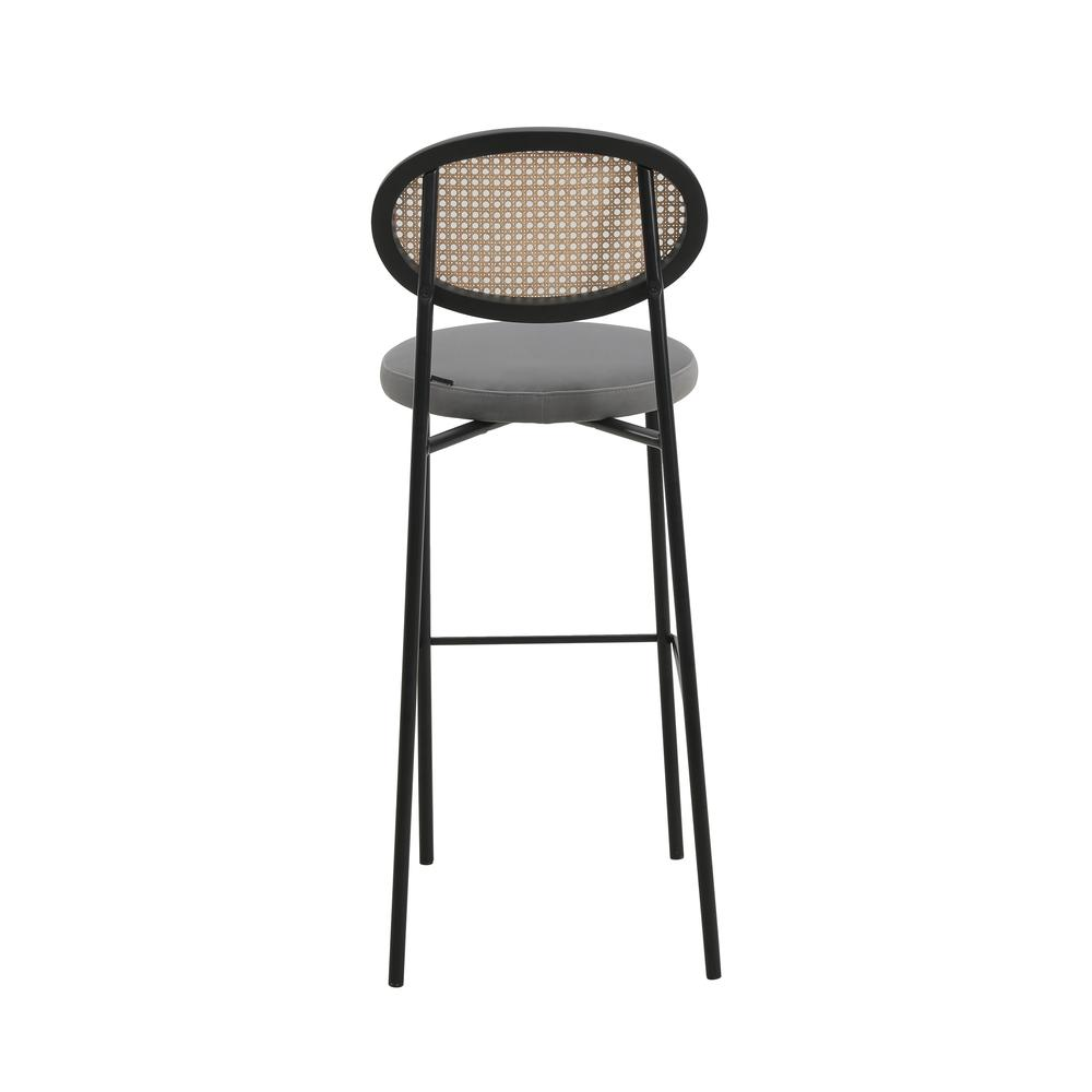 Euston Modern Wicker Bar Stool With Black Steel Frame, Set of 2