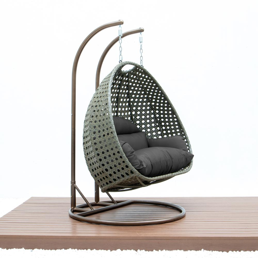 Beige Wicker Hanging 2 person Egg Swing Chair