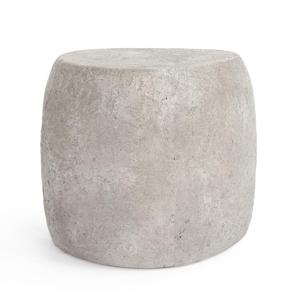 Britney Concrete Outdoor End Table in Light Grey