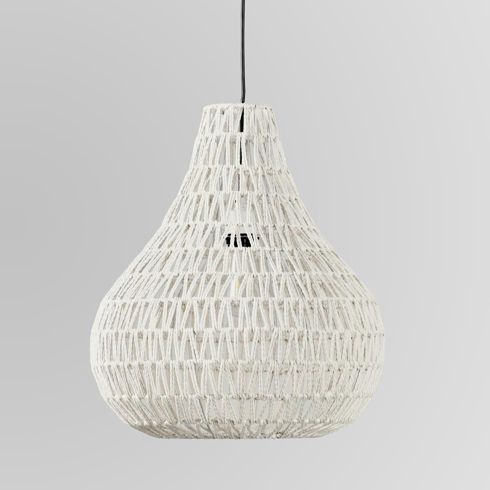 Quaid 1-Light Woven White Pendant  By Kosas Home