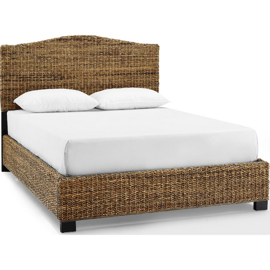 Serena Rattan King Bed - Headboard, Footboard, Side Rails, & Slats