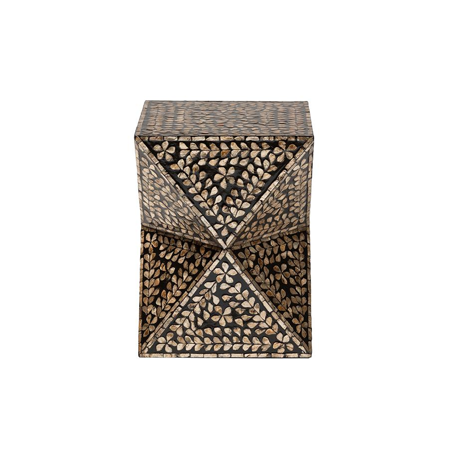 Baxton Studio Feronia Modern Bohemian Black and Bronze Mother of Pearl End Table